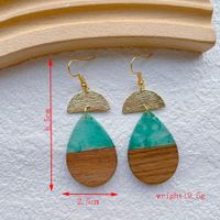 1 Pair Streetwear Simple Style Geometric Hollow Out Alloy Resin Wood Drop Earrings sku image 6