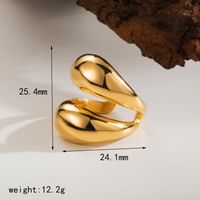 304 Stainless Steel 18K Gold Plated Casual Classic Style Solid Color Open Rings sku image 1