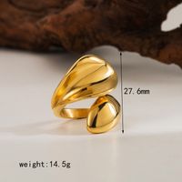 304 Stainless Steel 18K Gold Plated Casual Classic Style Solid Color Open Rings sku image 6