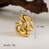 304 Stainless Steel 18K Gold Plated Casual Classic Style Solid Color Open Rings sku image 13