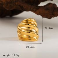 304 Stainless Steel 18K Gold Plated Casual Classic Style Solid Color Open Rings sku image 7