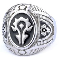 Hip-Hop Streetwear Printing 304 Stainless Steel Carving Men's Rings sku image 3