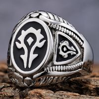 Hip-Hop Streetwear Printing 304 Stainless Steel Carving Men's Rings main image 7