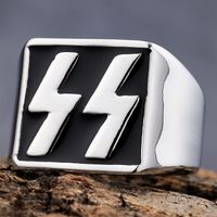 Hip-Hop Streetwear Color Block 316 Stainless Steel  Carving Men's Rings sku image 1