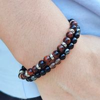 Simple Style Commute Round 304 Stainless Steel Natural Stone Tiger Eye Beaded Handmade Men's Bracelets main image 7