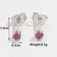 1 Piece Luxurious Romantic Solid Color Plating Inlay Sterling Silver Zircon White Gold Plated Ear Studs main image 2
