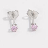 1 Piece Luxurious Romantic Solid Color Plating Inlay Sterling Silver Zircon White Gold Plated Ear Studs main image 3