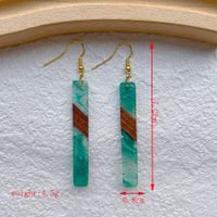 1 Pair Streetwear Simple Style Geometric Hollow Out Alloy Resin Wood Drop Earrings sku image 2