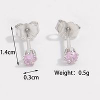 1 Piece Luxurious Romantic Solid Color Plating Inlay Sterling Silver Zircon White Gold Plated Ear Studs sku image 2