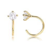 1 Piece Elegant Luxurious Shiny Solid Color Plating Inlay 304 Stainless Steel Zircon 14K Gold Plated Ear Studs main image 2