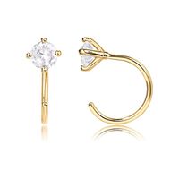 1 Piece Elegant Luxurious Shiny Solid Color Plating Inlay 304 Stainless Steel Zircon 14K Gold Plated Ear Studs sku image 2