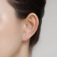 1 Piece Elegant Luxurious Shiny Solid Color Plating Inlay 304 Stainless Steel Zircon 14K Gold Plated Ear Studs main image 5