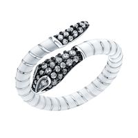 Sterling Silver White Gold Plated Rock Novelty Punk Enamel Inlay Snake Zircon Rings main image 6