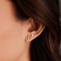 1 Piece Elegant Luxurious Shiny Solid Color Plating Inlay 304 Stainless Steel Zircon 14K Gold Plated Ear Studs main image 3