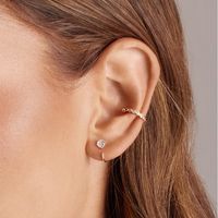 1 Piece Elegant Luxurious Shiny Solid Color Plating Inlay 304 Stainless Steel Zircon 14K Gold Plated Ear Studs main image 1