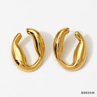 1 Pair Casual Simple Style U Shape Solid Color 316 Stainless Steel  14K Gold Plated White Gold Plated Gold Plated Ear Studs sku image 1