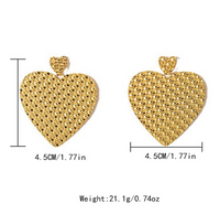1 Pair IG Style Lady Korean Style Heart Shape Plating 304 Stainless Steel 14K Gold Plated Drop Earrings main image 2