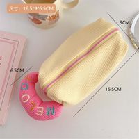 Cute Solid Color Plush Large Capacity Pencil Bag Girl Stationery sku image 1