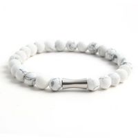 304 Stainless Steel Natural Stone Simple Style Commute Beaded Handmade Round Bracelets main image 3