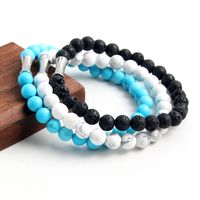 304 Stainless Steel Natural Stone Simple Style Commute Beaded Handmade Round Bracelets main image 7
