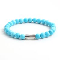 304 Stainless Steel Natural Stone Simple Style Commute Beaded Handmade Round Bracelets sku image 2