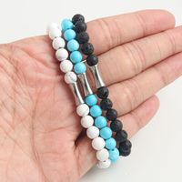 304 Stainless Steel Natural Stone Simple Style Commute Beaded Handmade Round Bracelets main image 5