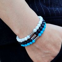 304 Stainless Steel Natural Stone Simple Style Commute Beaded Handmade Round Bracelets main image 6