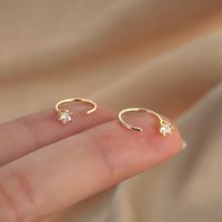 1 Pair Simple Style Solid Color Plating Inlay 304 Stainless Steel Zircon 14K Gold Plated Earrings main image 5