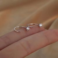 1 Pair Simple Style Solid Color Plating Inlay 304 Stainless Steel Zircon 14K Gold Plated Earrings main image 4