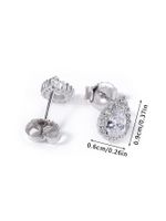 1 Piece Luxurious Romantic Sector Oval Plating Inlay Sterling Silver Zircon White Gold Plated Ear Studs main image 2