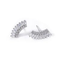 1 Piece Luxurious Romantic Sector Oval Plating Inlay Sterling Silver Zircon White Gold Plated Ear Studs main image 4