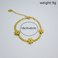 Titanium Steel Gold Plated Handmade Simple Style Enamel Plating Inlay Cross Four Leaf Clover Flower Turquoise Bracelets sku image 1