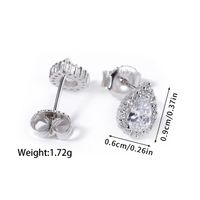 1 Piece Luxurious Romantic Sector Oval Plating Inlay Sterling Silver Zircon White Gold Plated Ear Studs sku image 2