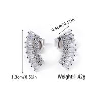 1 Piece Luxurious Romantic Sector Oval Plating Inlay Sterling Silver Zircon White Gold Plated Ear Studs sku image 3