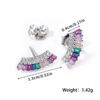 1 Piece Luxurious Romantic Sector Oval Plating Inlay Sterling Silver Zircon White Gold Plated Ear Studs sku image 4