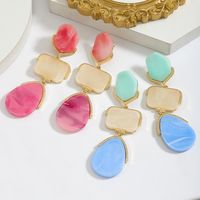 1 Pair Vacation Simple Style Geometric Tassel Polishing Plating Inlay Alloy Resin Resin Drop Earrings main image 3