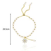 Großhandel Elegant Luxuriös Blume Kupfer Überzug Inlay 14 Karat Vergoldet Süßwasserperle Zirkon Armbänder main image 5