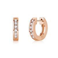 1 Pair Simple Style Classic Style Round Plating Copper Zircon 14K Gold Plated Hoop Earrings main image 2