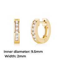 1 Pair Simple Style Classic Style Round Plating Copper Zircon 14K Gold Plated Hoop Earrings main image 7