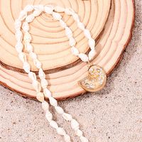 Wholesale Jewelry Vacation Beach Classic Style Conch Shell Zinc Alloy Beaded Pendant Necklace main image 5