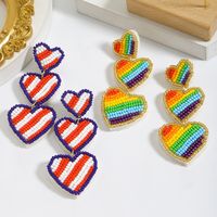 1 Pair Elegant Simple Style Classic Style Heart Shape Beaded Seed Bead Drop Earrings main image 4