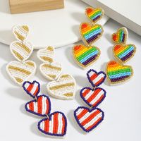 1 Pair Elegant Simple Style Classic Style Heart Shape Beaded Seed Bead Drop Earrings main image 1