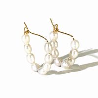 1 Pair Retro Pearl Beaded Plating Copper 18K Gold Plated Earrings sku image 1