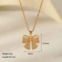 304 Stainless Steel Copper 18K Gold Plated Casual Vintage Style Dreamcatcher Heart Shape Bow Knot Pendant Necklace sku image 2