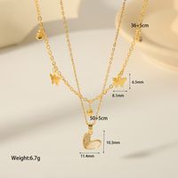 304 Stainless Steel 18K Gold Plated Casual Vintage Style Inlay Star Eye Butterfly Zircon Pendant Necklace sku image 4