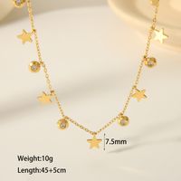 304 Stainless Steel 18K Gold Plated Casual Vintage Style Inlay Star Eye Butterfly Zircon Pendant Necklace sku image 1