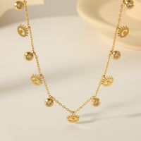304 Stainless Steel 18K Gold Plated Casual Vintage Style Inlay Star Eye Butterfly Zircon Pendant Necklace main image 4