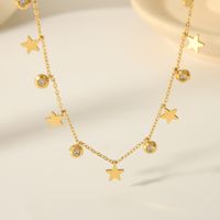 304 Stainless Steel 18K Gold Plated Casual Vintage Style Inlay Star Eye Butterfly Zircon Pendant Necklace main image 5