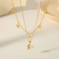 304 Stainless Steel 18K Gold Plated Casual Vintage Style Inlay Star Eye Butterfly Zircon Pendant Necklace main image 3