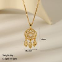 304 Stainless Steel Copper 18K Gold Plated Casual Vintage Style Dreamcatcher Heart Shape Bow Knot Pendant Necklace sku image 4